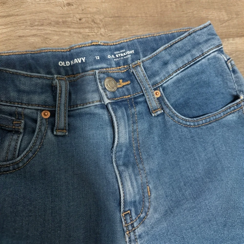 Old Navy Kids OG Straight High Rise Built-In Warm Jeans Medium Wash Size 12